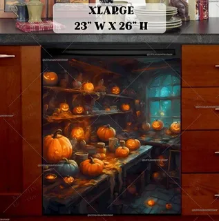 Preview of Glowing Pumpkins in the Witch's Kitchen magnet in Extra Large size.