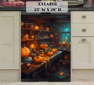 Preview of Glowing Pumpkins in the Witch's Kitchen magnet in XX Large size.