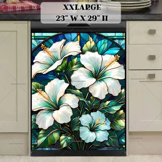 Preview of Stained Glass Hibiscus Flowers magnet in XX Large size.