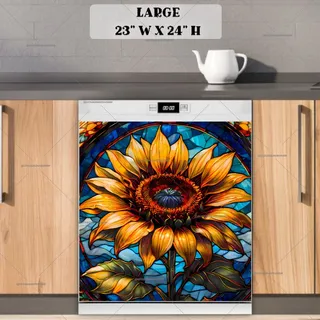 Preview of Stained Glass Sunflower magnet in Large size.