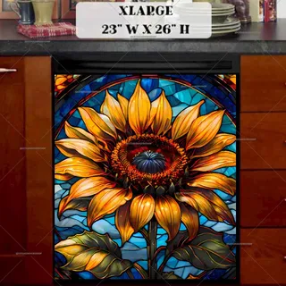 Preview of Stained Glass Sunflower magnet in Extra Large size.