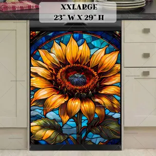 Preview of Stained Glass Sunflower magnet in XX Large size.