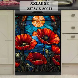 Preview of Stained Glass Poppies in the Sunset magnet in XX Large size.