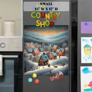 Preview of Cute Christmas Country Town magnet in Small size.