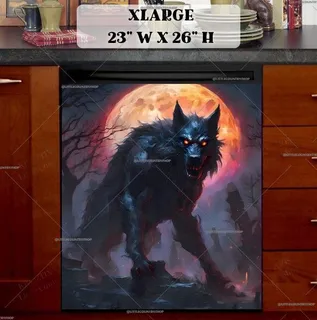 Preview of Scary Werewolf and Full Moon magnet in Extra Large size.