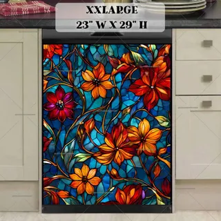 Preview of Cute Stained Glass Flowers magnet in XX Large size.