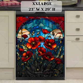 Preview of Stained Glass Poppy Field magnet in XX Large size.