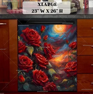 Preview of Red Roses in the Sunset magnet in Extra Large size.