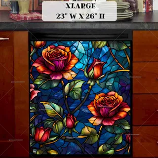 Preview of Stained Glass Rose Garden magnet in Extra Large size.