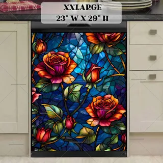 Preview of Stained Glass Rose Garden magnet in XX Large size.