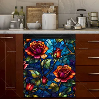 Preview of Stained Glass Rose Garden magnet.