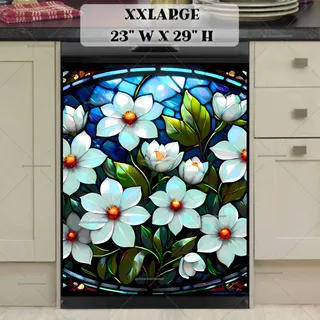 Preview of Stained Glass Jasmine Flowers magnet in XX Large size.