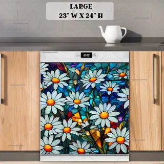 Preview of Stained Glass Daisies magnet in Large size.