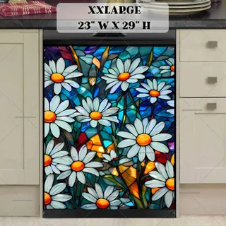 Preview of Stained Glass Daisies magnet in XX Large size.