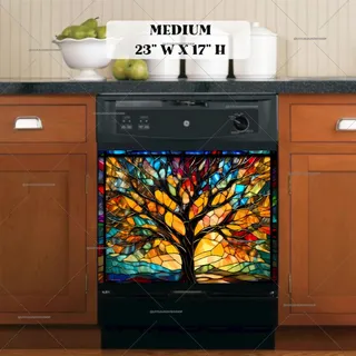 Preview of Stained Glass Tree in the Sunset magnet in Medium size.