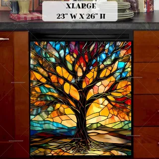 Preview of Stained Glass Tree in the Sunset magnet in Extra Large size.