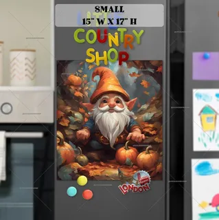 Preview of Cute Autumn Gnome magnet in Small size.