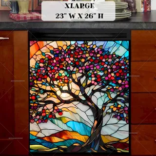 Preview of Stained Glass Spring Cherry Tree magnet in Extra Large size.