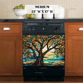 Preview of Stained Glass Summer Willow Tree magnet in Medium size.