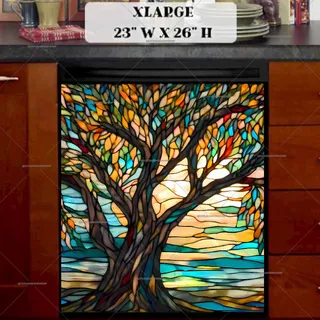 Preview of Stained Glass Summer Willow Tree magnet in Extra Large size.