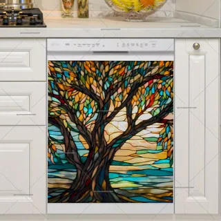 Preview of Stained Glass Summer Willow Tree magnet.