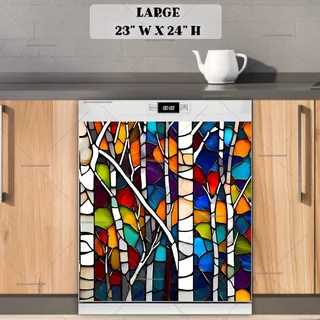 Preview of Stained Glass White Birch Trees magnet in Large size.