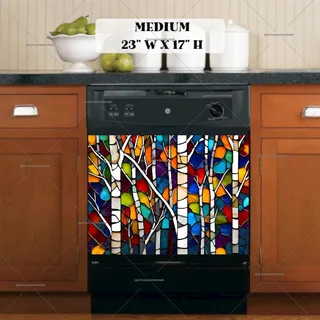 Preview of Stained Glass White Birch Trees magnet in Medium size.