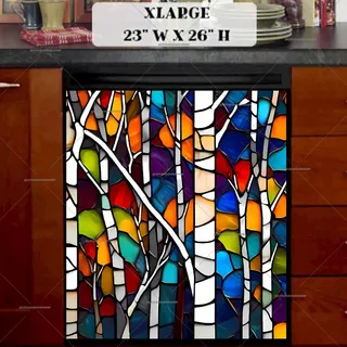 Preview of Stained Glass White Birch Trees magnet in Extra Large size.