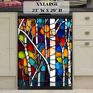 Preview of Stained Glass White Birch Trees magnet in XX Large size.