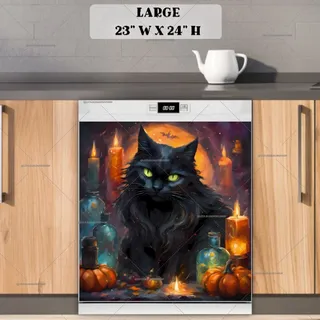 Preview of Black Cat and Candles magnet in Large size.