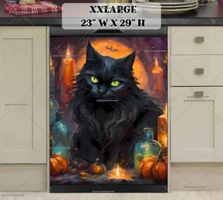 Preview of Black Cat and Candles magnet in XX Large size.