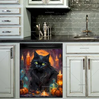 Preview of Black Cat and Candles magnet.