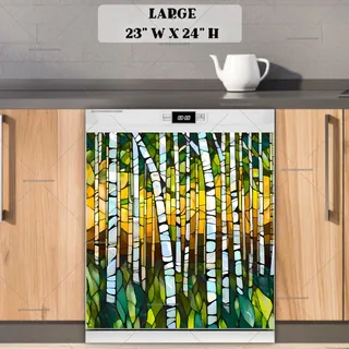 Preview of Stained Glass Birch Trees magnet in Large size.