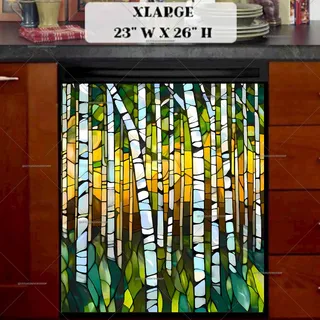 Preview of Stained Glass Birch Trees magnet in Extra Large size.