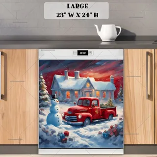 Preview of Little Red Truck and Snowman magnet in Large size.