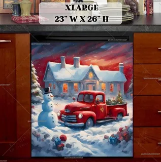 Preview of Little Red Truck and Snowman magnet in Extra Large size.