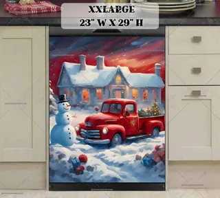 Preview of Little Red Truck and Snowman magnet in XX Large size.