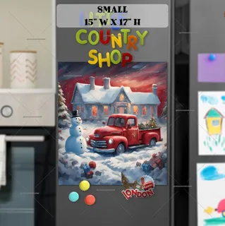 Preview of Little Red Truck and Snowman magnet in Small size.