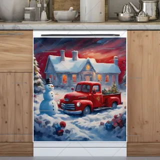 Preview of Little Red Truck and Snowman magnet.