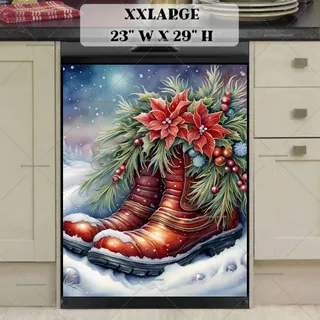 Preview of Santa's Boots with Poinsettias magnet in XX Large size.