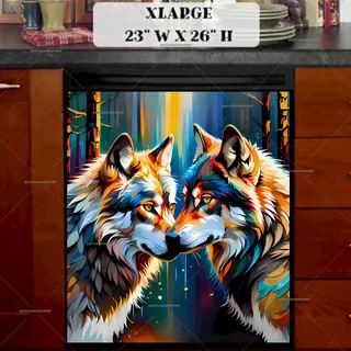 Preview of Beautiful Wolf Couple magnet in Extra Large size.