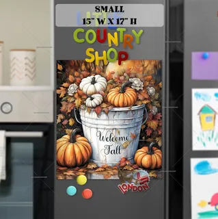 Preview of Pumpkin Bucket with Greeting magnet in Small size.