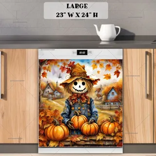 Preview of Cute Fall Scarecrow magnet in Large size.