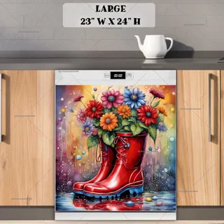 Preview of Rain Boots with Flowers magnet in Large size.