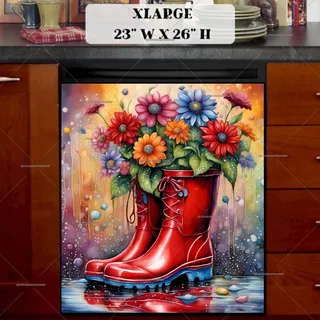 Preview of Rain Boots with Flowers magnet in Extra Large size.