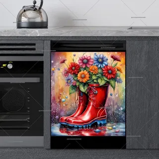 Preview of Rain Boots with Flowers magnet.