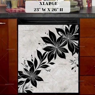 Preview of Black Rustic Flowers magnet in Extra Large size.