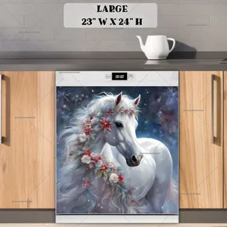 Preview of White Christmas Horse magnet in Large size.