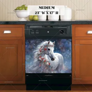 Preview of White Christmas Horse magnet in Medium size.