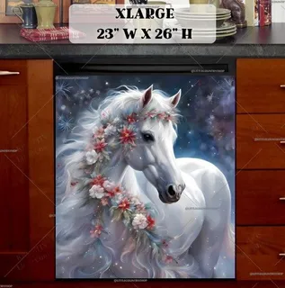 Preview of White Christmas Horse magnet in Extra Large size.